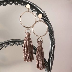 Rose Gold Ring Tassel Dangling Earrings